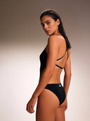 Bañador entero de playa para mujer Dega - Negro total