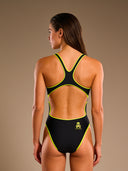 Bañador entero mujer para entrenamiento PINUP 259PF - Outline Amarillo Flúor