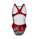 Costume intero donna da allenamento PINUP 492P - Tribale, vista posteriore