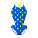 Costume intero donna da mare Dega L022DF - Turchese Stelle Gialle
