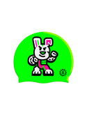 Gorro de natación de silicona 188CS Murales verde flúor con conejo gráfico - BONESWIMMER