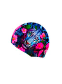 Cuffia da nuoto in tessuto eco L103CF Leopardo blu, vista frontale