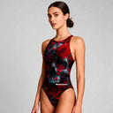 Costume intero donna da allenamento Pinup 520P - Teschio Cremisi