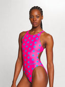 Bañador entero mujer para entrenamiento PINUP 556PF - Fucsia estrella azul