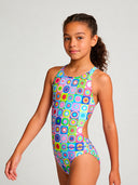 Bañador entero niña para entrenamiento PINUP 558PF - Pop squares