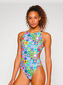 Bañador entero mujer para entrenamiento IBIZA 247IF - Pop squares