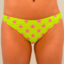 Slip bikini donna da mare Papeete L024PAF - Giallo Stelle Fucsia Fluo, vista frontale