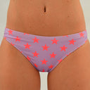 Slip bikini donna da mare Papeete L020PAF - Lilla Stelle Rosso Fluo, dettaglio prodotto